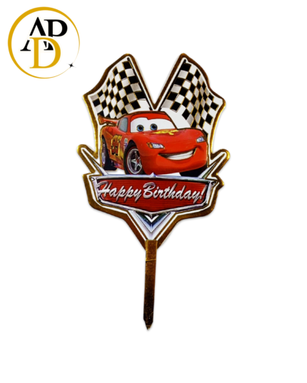 Lightning McQueen Theme Cardboard Cake Topper for Birthday Party Celebration and Decoration