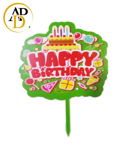 Happy Birthday Theme Cardboard Cake Topper for Birthday Party Celebration and Decoration